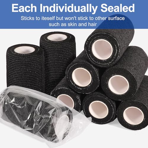 24 Rolls Self Adhesive Bandage Wrap (Black / 4 Inch)
