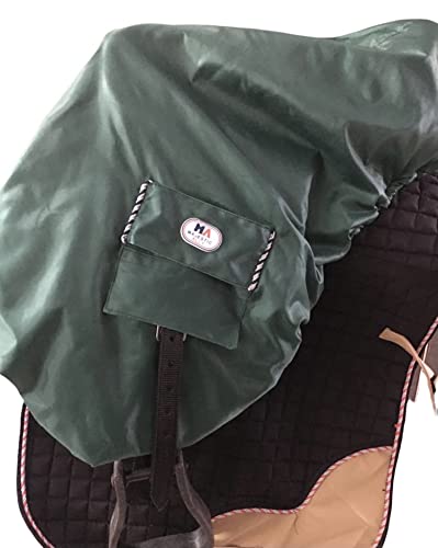 Nylon Waterproof Fleece Lined Ride On English Saddle Cover (Hunter Green)