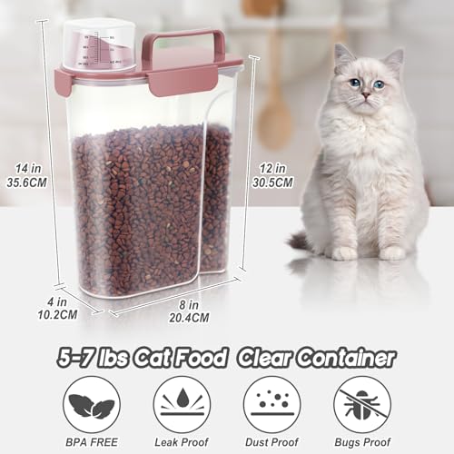 5 7Lbs Airtight Pet Storage Container For Cat Dog Bird Food and Keep Fresh (Pink / 5L-1pack)
