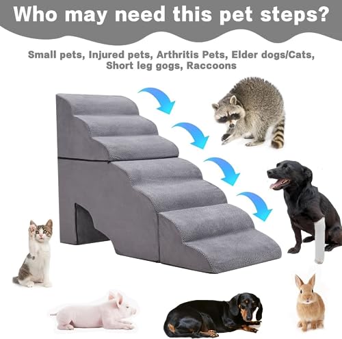 7 Step 35D Foam Dog Stair for High Beds 32 inches Tall (Grey 32" H)