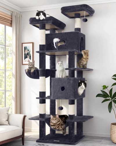 80in Cat Tree Tower for Indoor Cats Large Adult (Dark Grey)