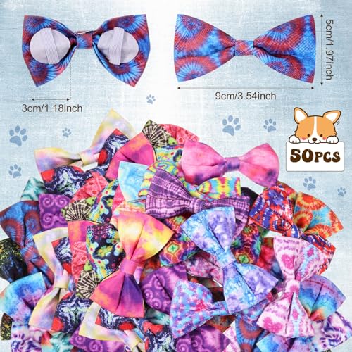 50 Pcs Tie Dye Dog Bow Ties