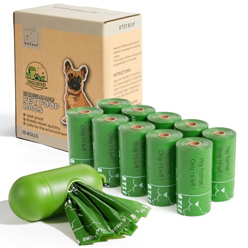 Biodegradable Dog Poop Bags 150 Counts with Dispenser (150 Count (Pack of 1) / Natural Unscented)