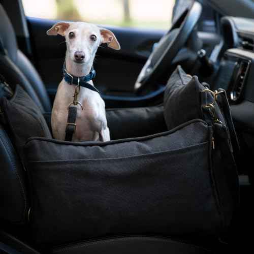 Dog Car Seat Booster for Small Dogs & Cats Under 25lb (Charcoal - Canvas / Medium)