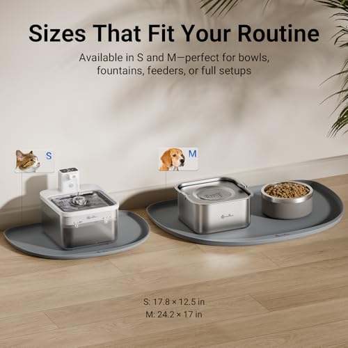 Dog Food Mat Silicone Waterproof Feeding Mat (24"L x 17"W / Gray)