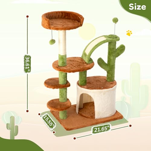 Cactus Cat Tree for Indoor Cats (Brown-1)