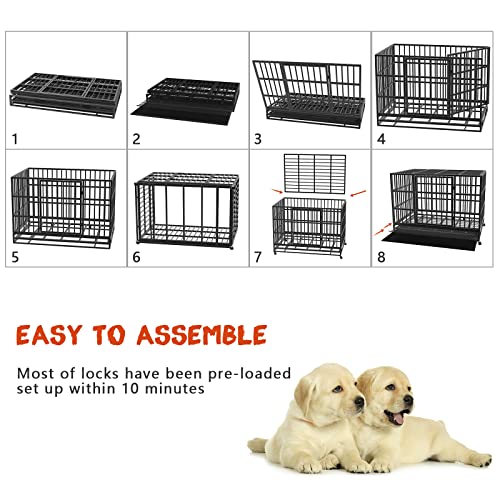 48" Heavy Duty Dog Crate for Large Dogs (47.2"L x 30.7"W x 36"H / Black)