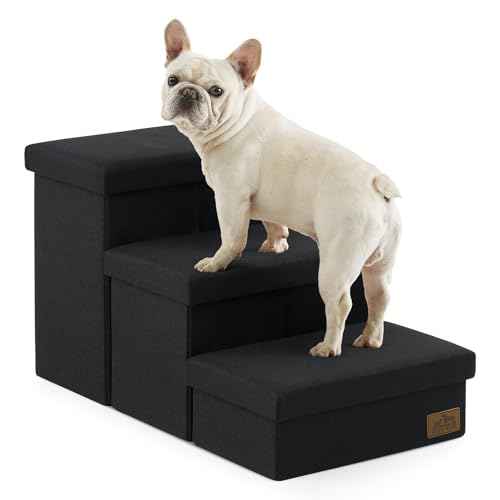 Dog Stairs with Storage (Black / 28.5"L x 17"W x 16.7"H)