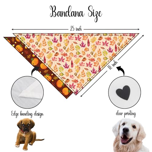 Fall Dog Bandana 2 Pack Funny Fall Holiday Dog Bandanas Halloween Thanksgiving Bandana for Dogs Lover Pet Scarf Accessories Pet Scarf for Small Medium Dogs & Cats (F)