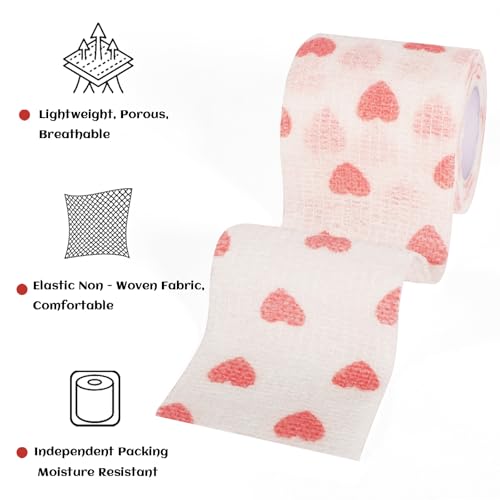 24 Rolls Elastic Self Adhesive Bandage Wrap 2 inch (2 Inch-24 Count White Heart)