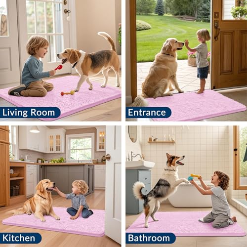 Dog Door Mat for Muddy Paws 24x16 (Pink / 24"X16")
