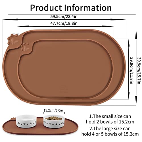 Silicone Pet Placemat (Brown / 24"L x 16"W)