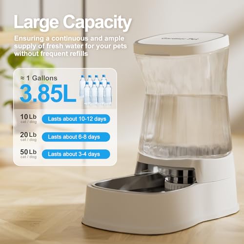 Automatic Dog Water Dispenser (Pearl White / 1 Gallon)