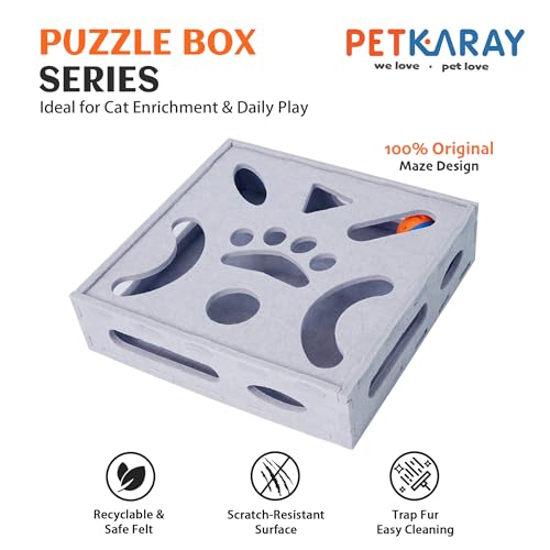 Felt Cat Puzzle Toy (Cat Puzzle Toy Box / Grey)