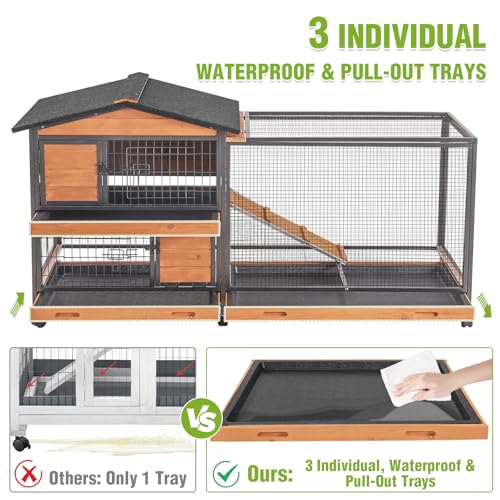 2 Story Rabbit Hutch Indoor Bunny Cage Large Rabbit Cage Outdoor with Chew