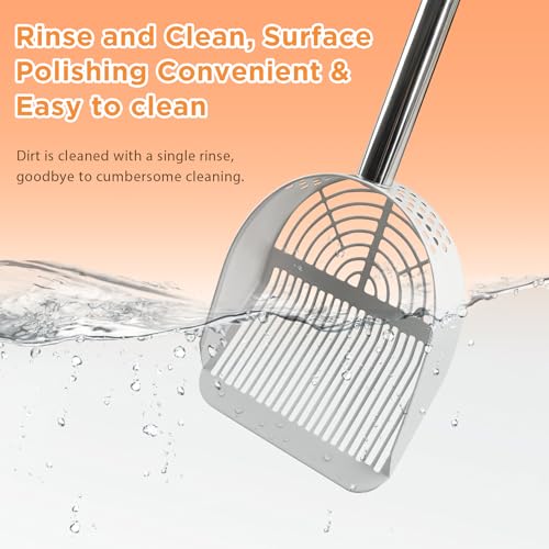 Cat Litter Scoop Deep Shovel (Long Handle-For particles up to 3 mm / White)