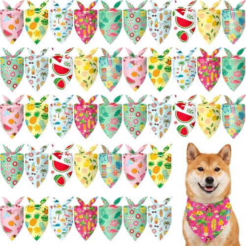 50 Pcs Summer Bandanas Bulk for Dogs Kerchief Bibs Scarves with Beach (Summer / 25.6 x 17.7 x 17.7 Inch)