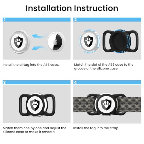 Waterproof Dog Collar Holder for Apple Tracker Blue