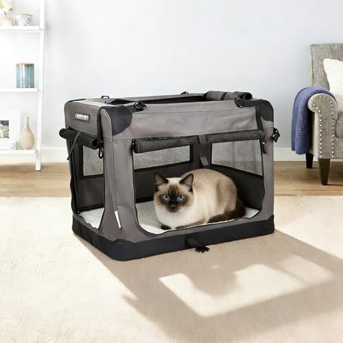 3 Door Soft Dog Crates Kennel (Dark Grey)