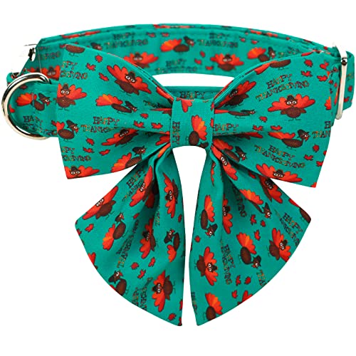 Thanksgiving Day Dog Collar with Bowtie (Small (Pack of 1) / Turkey(Sailor Bow))