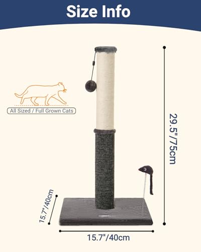 Tall Cat Scratching Post (29.5" / Smokey Gray)