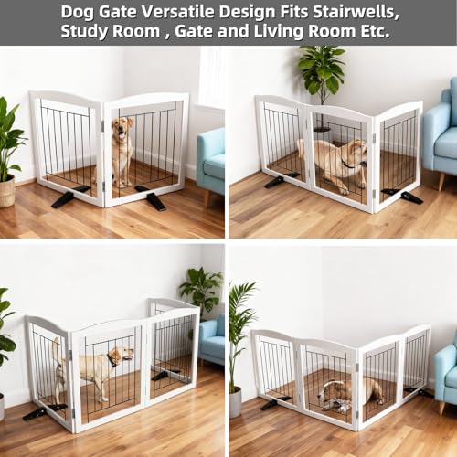 Freestanding Dog Fence Indoor (White / 【2 Panels】40''w x 32''h)
