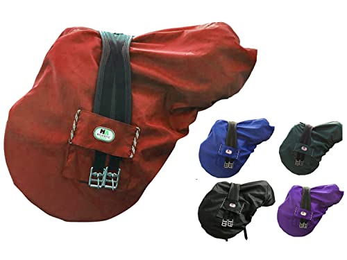 Nylon Waterproof Fleece Lined Ride On English Saddle Cover (Red)