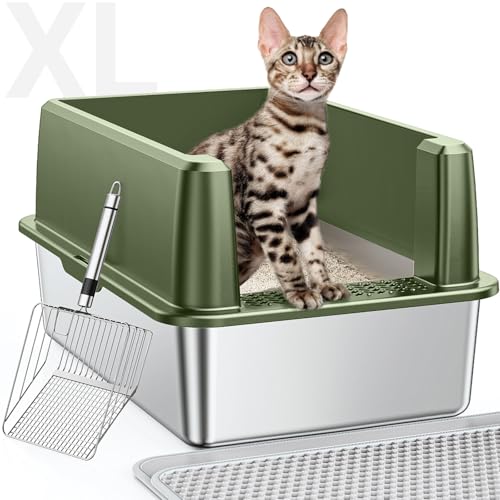 XL Stainless Steel Litter Box (S-green)