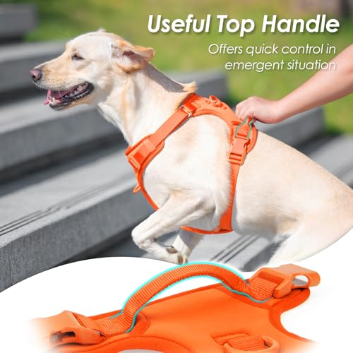 No Pull Dog Harness for Large Sized Dogs Puppy Vest No Choke (Orange / XL(Neck:24.8-38.6", Chest:29.1-45.3"))