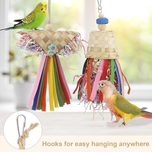 Bird Colorful Shredding Crinkles Foraging Toys Natural Sola Ball for Parrots Cockatiels Conures Budgies Senegal