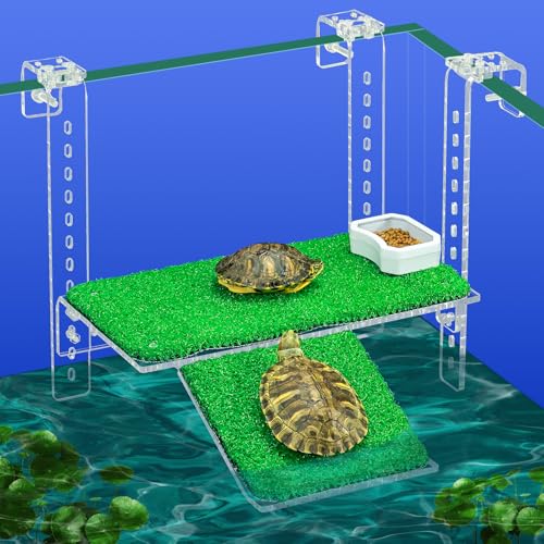 Adjustable Hanging Acrylic Turtle Basking Platform with Ramp 11x5.8 (Transparent / 11x5.8 Inch)