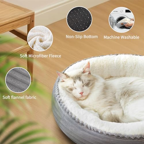 23in Light Grey Round Dog Bed Sofa for Dogs Cats (Light Grey / Medium)