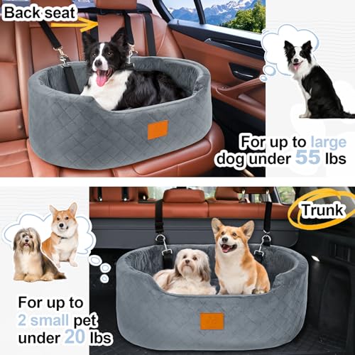 Dog Car Seat for Medium & Large Dogs up to 55 lbs (Gray)