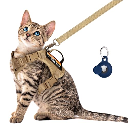 Tactical Cat Harness and Leash Set (L / Khaki+Leash)