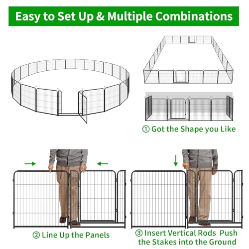 Dog Playpen Outdoor Extra Wide 24 Panels Heavy Duty Dog Fence 32" (32"W x 32"H)