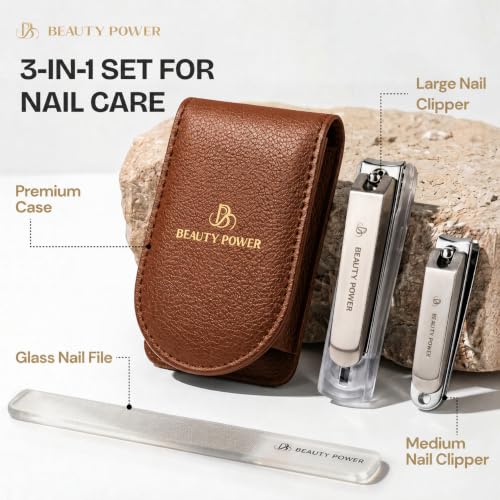 Nail Clippers Set 3 in 1 (Brown Case)