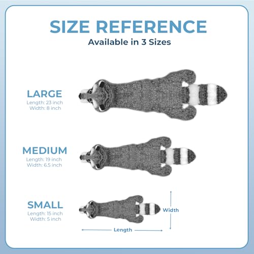 2-in-1 Stuffless Squeaky Dog Toy - Raccoon, Small (Grey/Raccoon / Small)