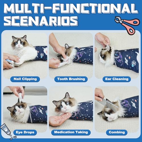 Cat Grooming Wrap for Nail Trimming (L-27.6in ( Weight:＜ 17lbs ) / Space)