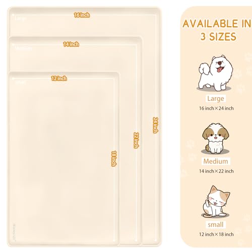 Silicone Cat & Dog Food Mat for Floors Waterproof (Beige / 22''×14'')