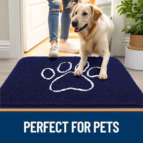 Dog Door Mat for Muddy Paws 54x24 (Navy Blue / 54" X 24")