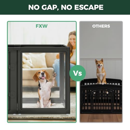 AuraSpace Acrylic Dog Playpen with Washable Pee Pad (Black / 35"H)