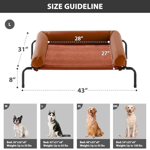 Elevated Cooling Dog Cot Bed (Caramel / 43.0"L x 31.0"W x 8.0"Th)