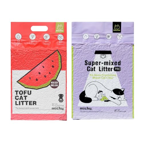 Tofu Cat Litter Natural Clumping Tofu Cat Litter 5.5lb (2 Pack / Watermelon + Mixed)