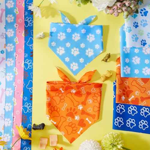 50 Pcs Paw Print Dog Bandanas Bulk for Party (Paw Pattern / 19.7 x 13.8 x 13.8 Inch)