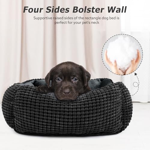 Rectangle Washable Orthopedic Dog Bed for Small (Black / S(20’’x 19’’x 6’’))