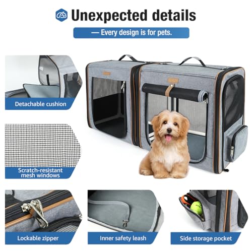 Extra Large Cat Carrier for 2 Cats (Grey)