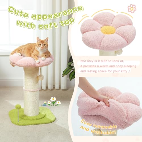 Flower Cat Scratching Post (Thick Post / Pink FLower)