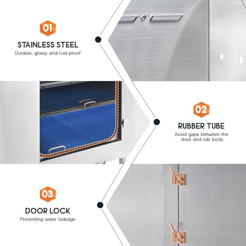50 Inch Stainless Steel Dog Washing Station with Non (50 Inch)
