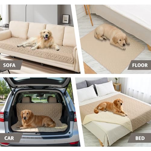 Pet Bed Cover Dog Bed Blanket for Sofa and Furniture Waterproof New Pattern Design (82x82 Inch (Pack of 1) / Beige)