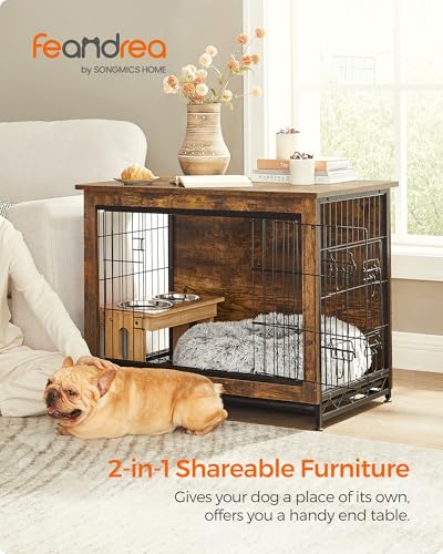 32.5" Dog Crate Furniture (Rustic Brown / 32.5"L x 21.9"W x 25.2"H)